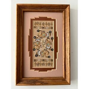 Navajo Sand Painting By Anna Chee Artist 83351 Handmade Framed Matted Authentic
